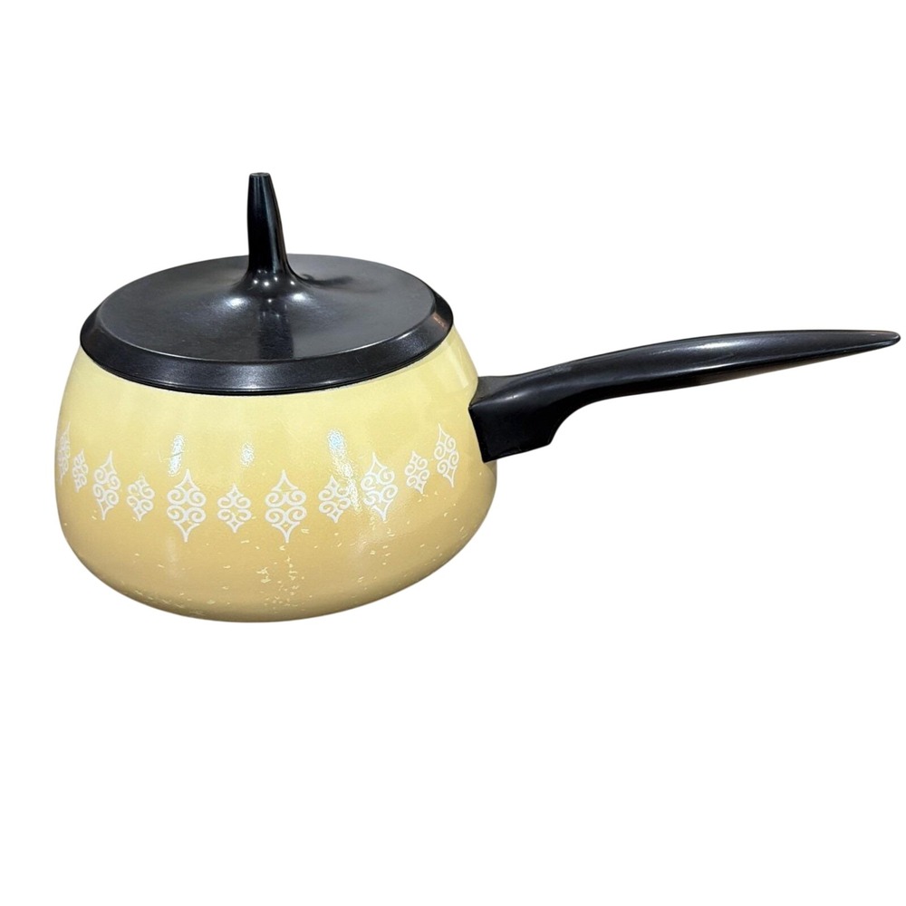 Mid Century Modern Harvest Gold Sauce /Fondue Pot Pan Non Stick Retro 70's MCM